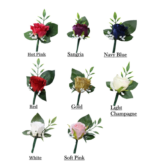 Customizable Artificial Rose Corsage or Boutonniere for Special Events