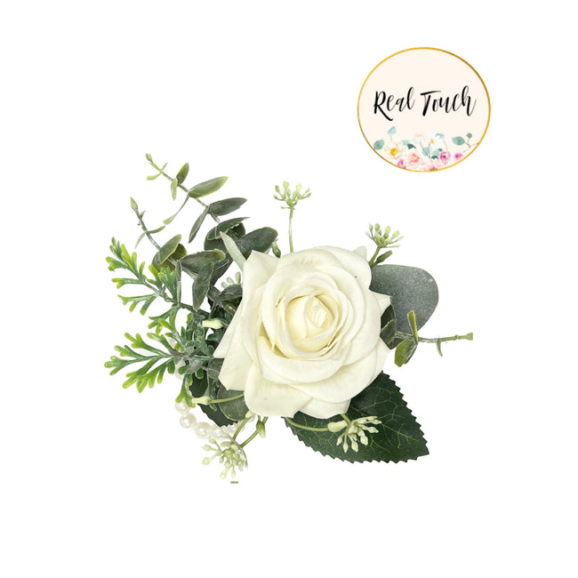 Elegant Real Touch Artificial Rose Corsage or Boutonniere