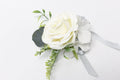 Elegant Rose & Hydrangea Corsage and Boutonniere Set - Customizable Ribbon