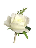 Elegant Silk Ivory Rose Wrist Corsage & Boutonniere Set
