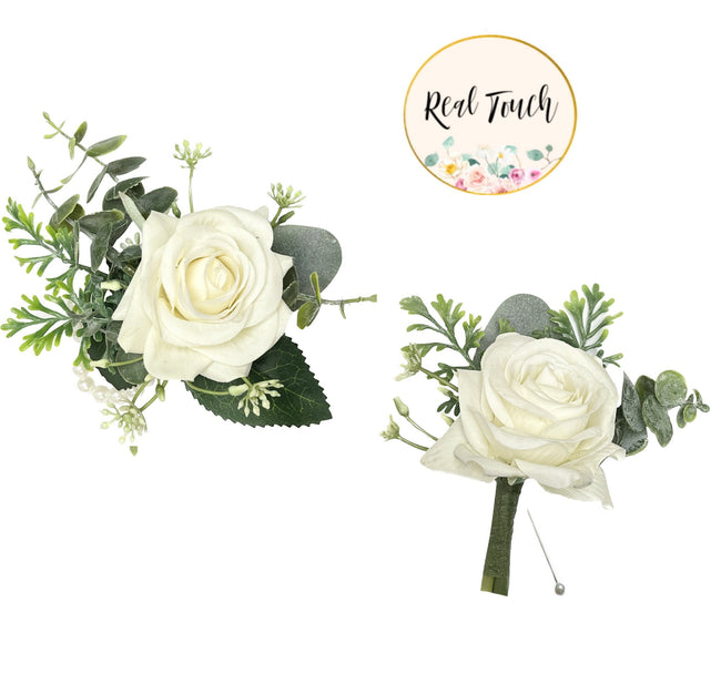 Elegant Real Touch Artificial Rose Corsage or Boutonniere