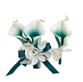 Real Touch Picasso Teal Calla Lily Boutonniere and Corsage Set