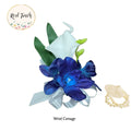 Elegant Real Touch Artificial Orchid & Calla Lily Corsage and Boutonniere