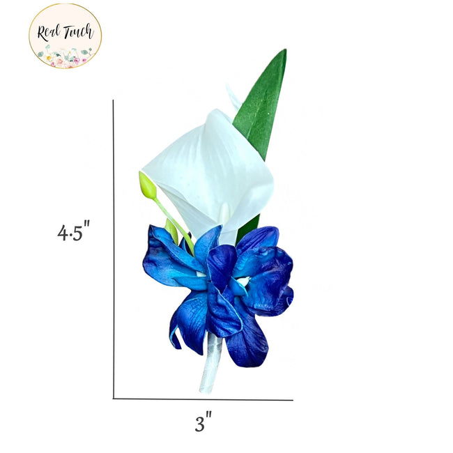 Elegant Real Touch Artificial Orchid & Calla Lily Corsage and Boutonniere