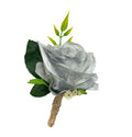 Elegant Handcrafted Rose Boutonniere with Real Touch Baby's Breath & Pearl Pin