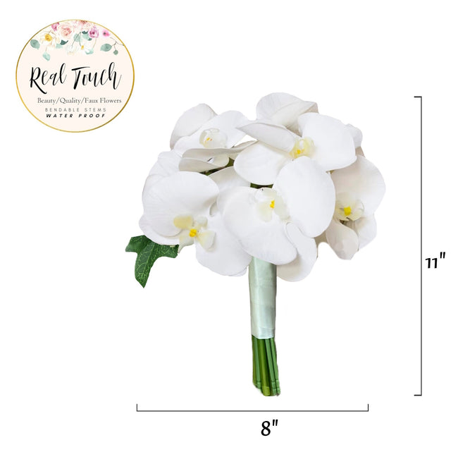 Premium Real Touch Orchid Bouquet, Boutonniere, and Wrist Corsage - Elegant and Weather-Resistant Keepsake