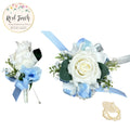 Elegant Real Touch Artificial Flower Corsage & Boutonniere - Customize Ribbon Color for Weddings & Events
