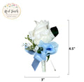 Elegant Real Touch Artificial Flower Corsage & Boutonniere - Customize Ribbon Color for Weddings & Events