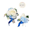 Elegant Real Touch Artificial Flower Corsage & Boutonniere - Customize Ribbon Color for Weddings & Events