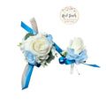 Elegant Real Touch Artificial Flower Corsage & Boutonniere - Customize Ribbon Color for Weddings & Events