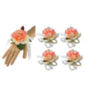 Elegant Set of 5 Artificial Rose Corsages - Cream Pink for Special Occasions