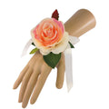 Elegant Set of 5 Artificial Rose Corsages - Cream Pink for Special Occasions