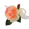 Elegant Set of 5 Artificial Rose Corsages - Cream Pink for Special Occasions