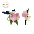Elegant Artificial Calla Lily & Tulip Wrist Corsage and Boutonniere Set - Perfect for Weddings, Proms, and Special Events