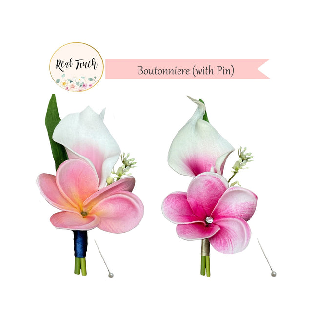 Vibrant Tropical Flower Boutonniere - Choose Your Ribbon