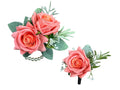 Lifelike Real Touch Rose Corsage Boutonniere – Soft Coral