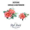 Lifelike Real Touch Rose Corsage Boutonniere – Soft Coral