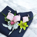 Elegant Blush and Green Corsage & Boutonniere Set - Calla Lily & Orchid