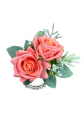 Lifelike Real Touch Rose Corsage Boutonniere – Soft Coral