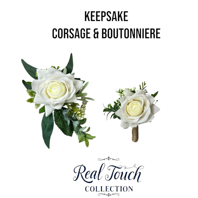 Luxurious Real Touch Rose Corsage & Boutonniere Set for Special Occasions