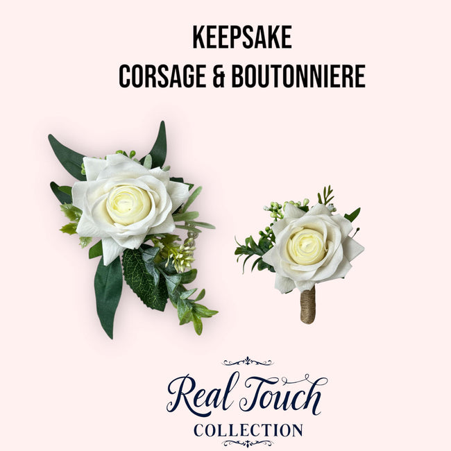 Luxurious Real Touch Rose Corsage & Boutonniere Set for Special Occasions
