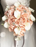Blush Pink, White, and Silver Teardrop Bouquet - Angel Isabella
