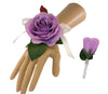 Set: Wrist corsage & Boutonniere Lilac Purple Roses - Angel Isabella