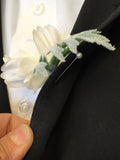 Customizable Real Touch Calla Lily Wrist Corsage and Boutonniere Set
