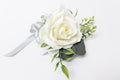 Elegant Rose &amp; Hydrangea Corsage and Boutonniere Set - Customizable Ribbon