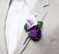 Elegant Purple Boutonniere - Real Touch Artificial Roses for Weddings and Events