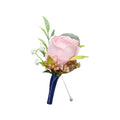 Elegant Soft Pink Wrist Corsage &amp; Boutonniere Set with Customizable Ribbon