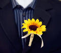 Elegant Sunflower Boutonniere Set: Rustic Charm with Burlap and Bead Accents