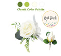 Elegant Rose &amp; Hydrangea Corsage and Boutonniere Set - Customizable Ribbon