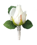 Elegant Rose &amp; Hydrangea Corsage and Boutonniere Set - Customizable Ribbon