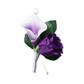 Elegant Purple Boutonniere - Real Touch Artificial Roses for Weddings and Events