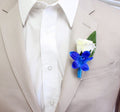 Stunning Galaxy Orchid &amp; Silk Rosebud Boutonniere for Special Events