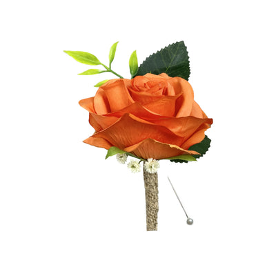 Elegant Handcrafted Rose Boutonniere with Real Touch Baby&#39;s Breath &amp; Pearl Pin