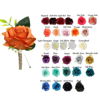 Elegant Handcrafted Rose Boutonniere with Real Touch Baby&#39;s Breath &amp; Pearl Pin