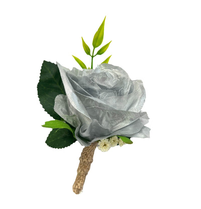 Elegant Handcrafted Rose Boutonniere with Real Touch Baby&#39;s Breath &amp; Pearl Pin