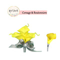 Elegant Real Touch Calla Lily Corsage or Boutonniere - Customize Your Ribbon