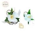Premium Real Touch Orchid Bouquet, Boutonniere, and Wrist Corsage - Elegant and Weather-Resistant Keepsake