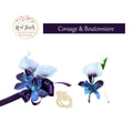 Elegant Coral Calla Lily &amp; Orchid Corsage/Boutonniere - Customizable Ribbon Color