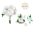 Premium Real Touch Orchid Bouquet, Boutonniere, and Wrist Corsage - Elegant and Weather-Resistant Keepsake