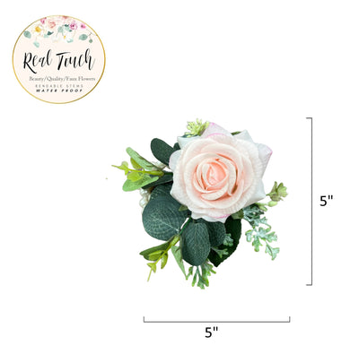 Elegant Real Touch Pink Rose Wrist Corsage &amp; Boutonniere Set