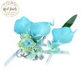 Elegant Real Touch Spa Blue Calla Lily Corsage &amp; Boutonniere Set