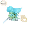 Elegant Real Touch Spa Blue Calla Lily Corsage &amp; Boutonniere Set