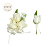 Elegant Ivory Faux Tulip Corsage &amp; Boutonniere Set for Weddings and Events