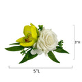 Elegant Wrist Corsage &amp; Boutonniere Set - Real Touch Rose &amp; Orchid Flowers