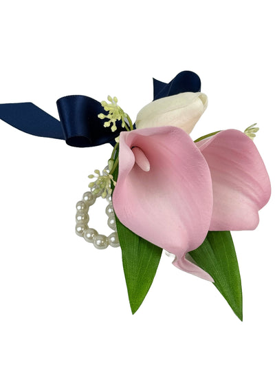 Elegant Artificial Calla Lily &amp; Tulip Wrist Corsage and Boutonniere Set - Perfect for Weddings, Proms, and Special Events