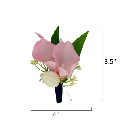 Elegant Artificial Calla Lily &amp; Tulip Wrist Corsage and Boutonniere Set - Perfect for Weddings, Proms, and Special Events
